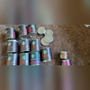20 EMPTY Starbucks Coffee lids Metal Boxes Tins Craft Geo Cache Hobby
